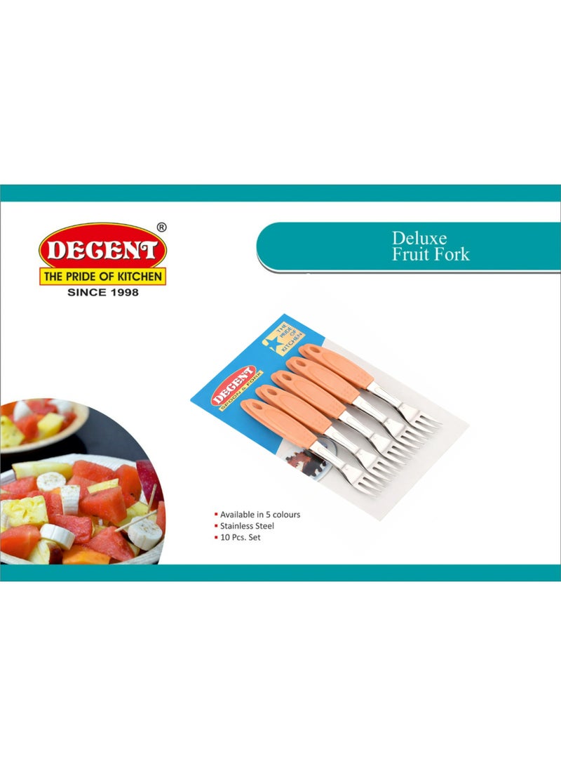 Decent Deluxe Fruit Fork Set of 10 | Stainless Steel Forks | Ergonomic Handle | Mirror Finish | Dessert & Fruit Fork Set For Home, Kitchen, Restaurant, Dishwasher Safe - Image 3